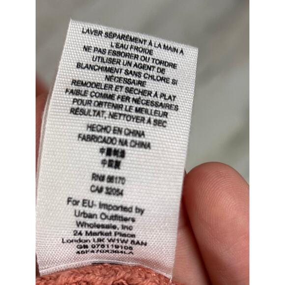 Free People Women’s L Pale Orange Sunrise Cold Shoulder Oversized Waffle Sweater - Picture 6 of 6